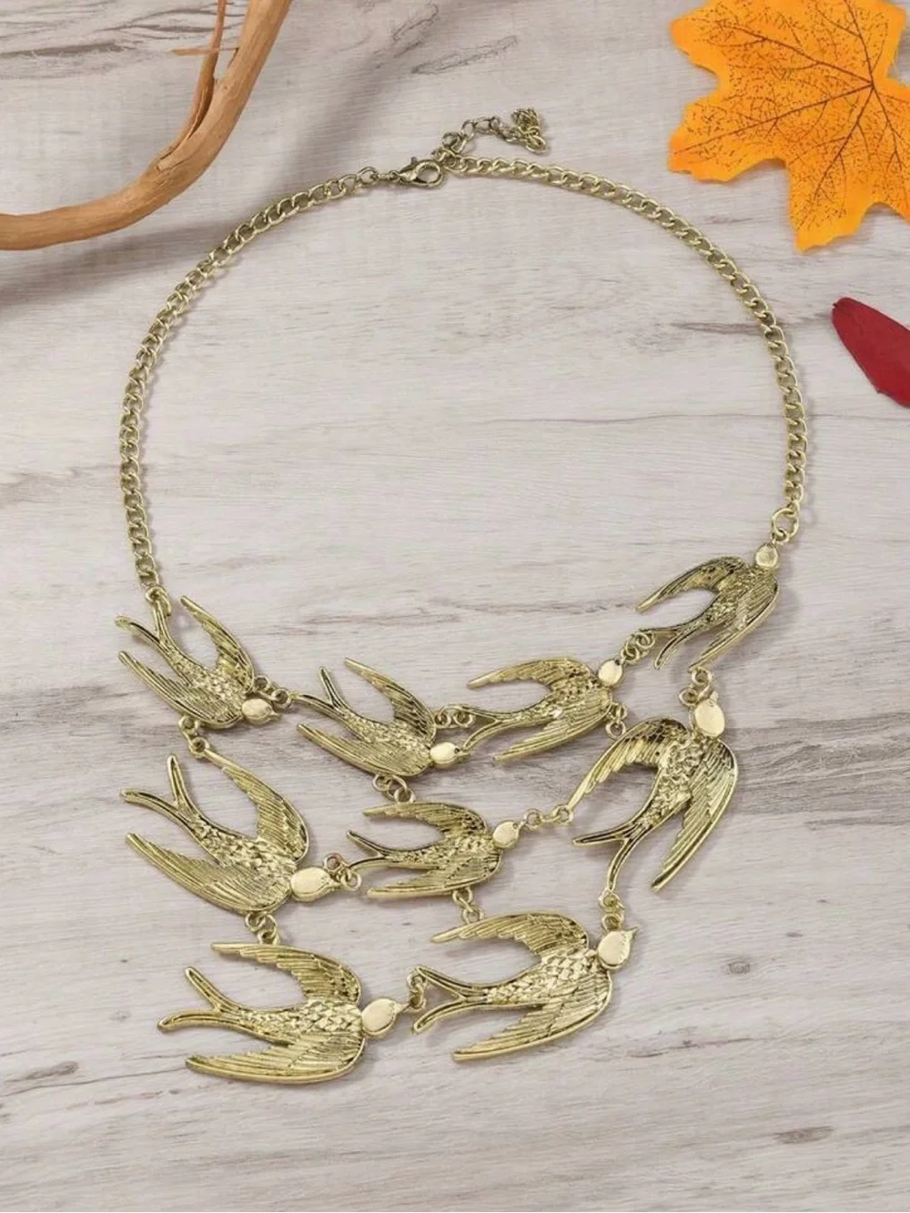 Gold Bird Multi-Pendant Necklace - Women Jewelry - Picture 4 of 6